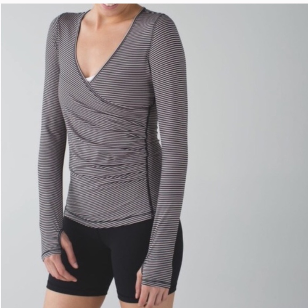 Lululemon Long Sleeve Striped V Neck Top